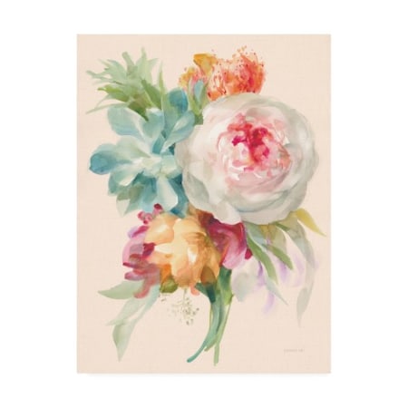 Danhui Nai 'Garden Bouquet I On Peach Linen' Canvas Art,24x32